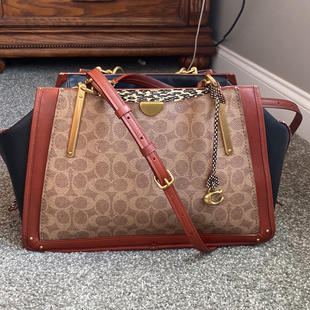👜Coach Dreamer 36 Signature Canvas/Snakeskin 38845 with shoulder strap👜